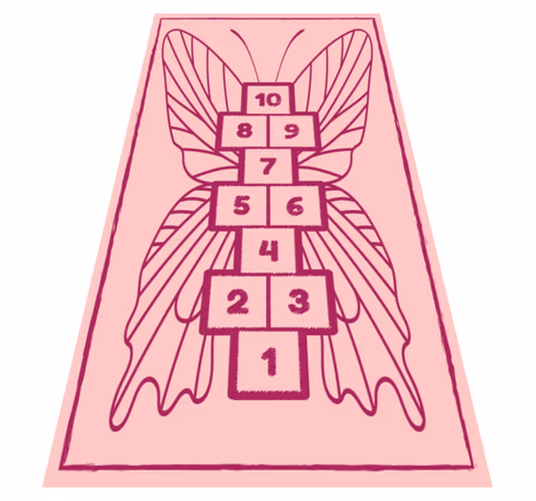 Tapis vinyle chambre La marelle d'insectes rose - TenStickers