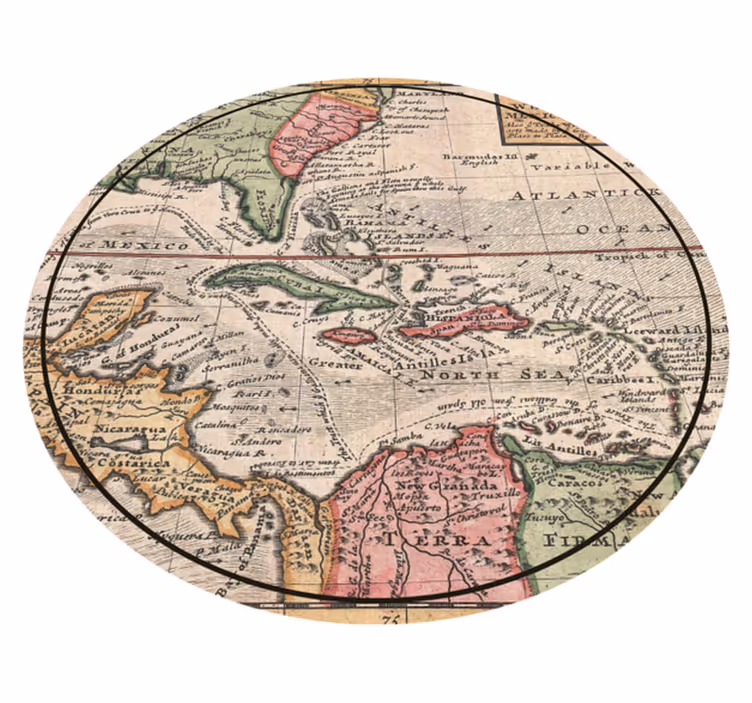 Tapis vinyle retro Carte du monde vintage carribean - TenStickers