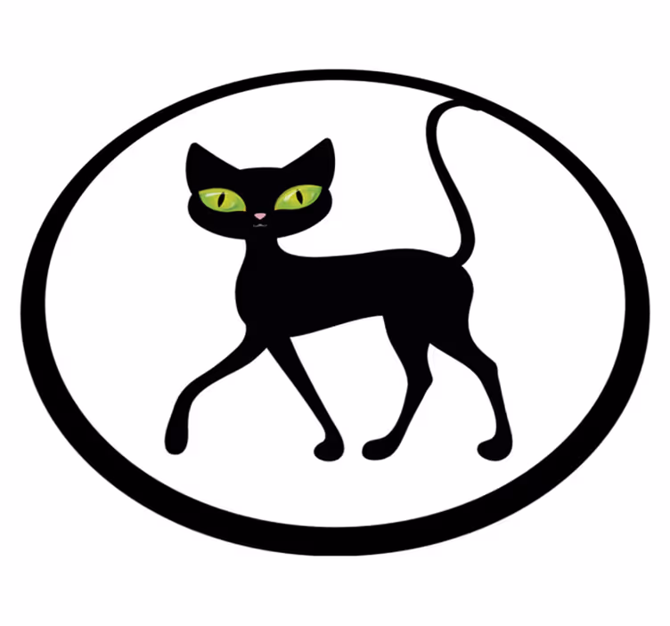 Tapis vinyle animal Chat noir sur fond blanc - TenStickers