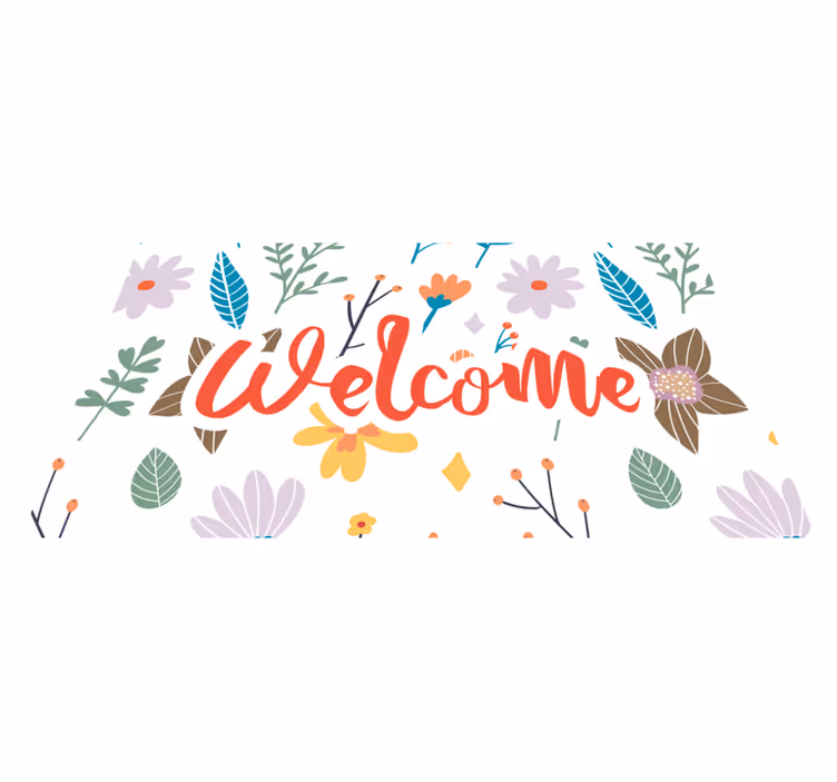 Tapis vinyle entrée conception de fleurs de bienvenue - TenStickers