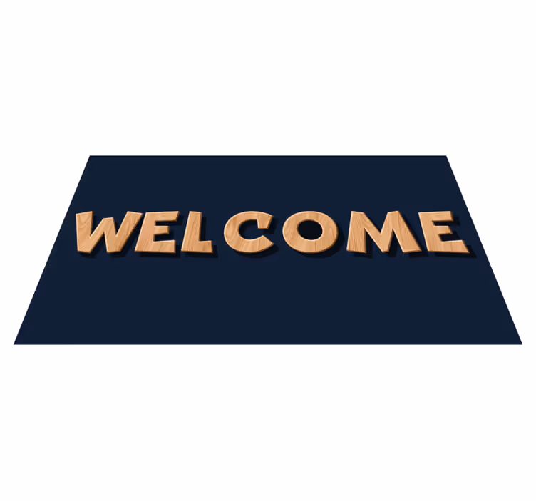 Tapis vinyle citation Mot de bienvenue lettres en bois - TenStickers