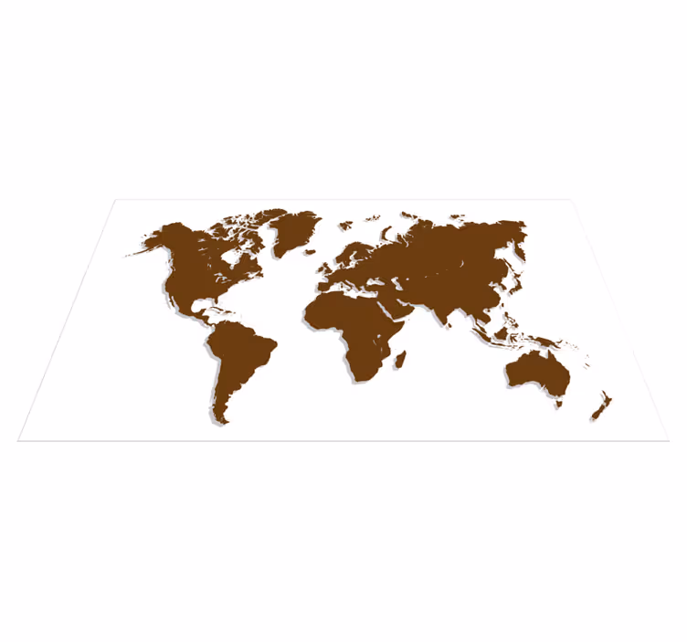 Tapis vinyle Carte du monde marron fond blanc - TenStickers