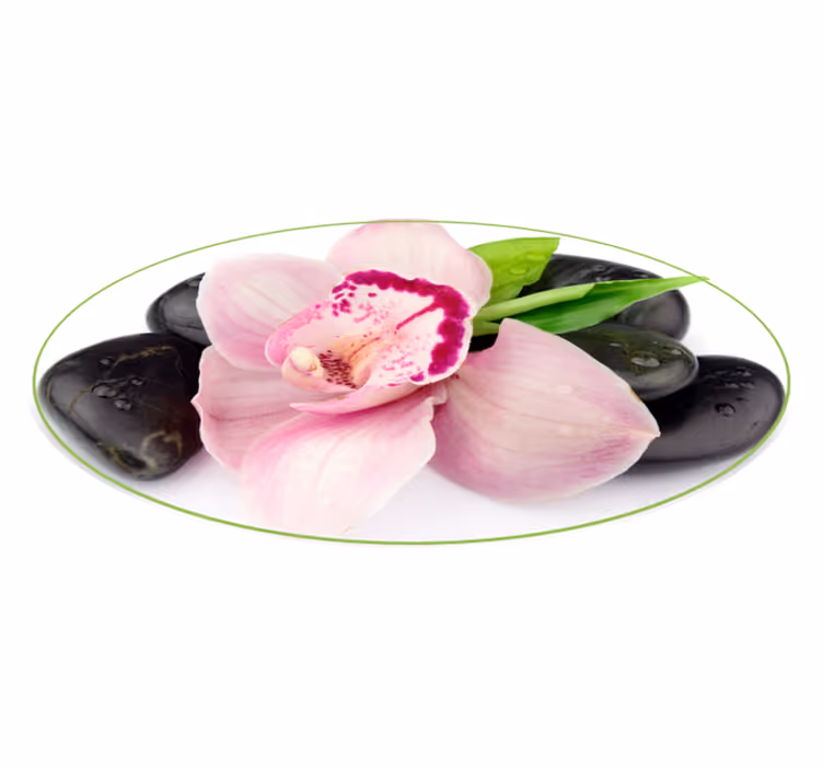 tapis vinyle cuisine Orchidée rose avec des pierres - TenStickers