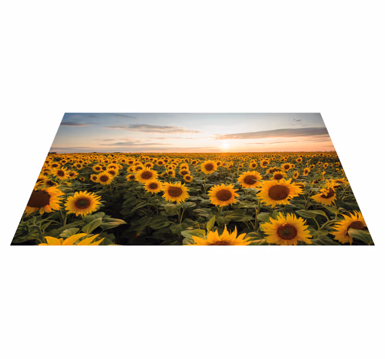 Tapis vinyle plantes sérénité du champ de tournesols - TenStickers