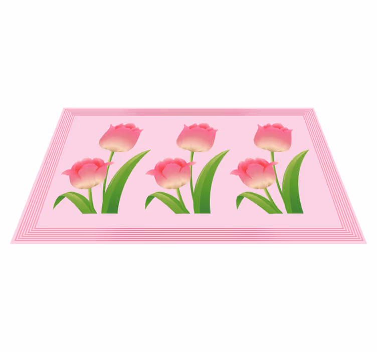 Tapis vinyle plantes exposition de tulipes roses - TenStickers