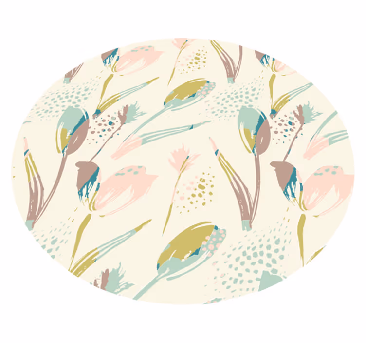 Tapis vinyle plantes motifs floraux ronds - TenStickers