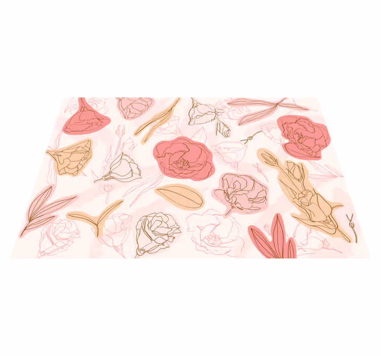 Tapis vinyle plantes style de contour botanique - TenStickers