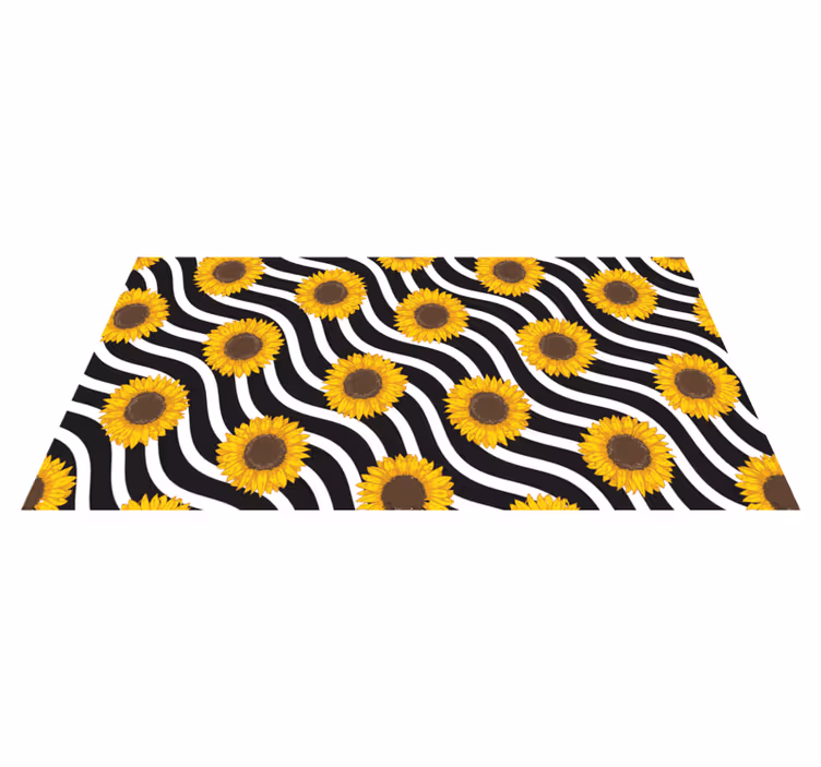 Tapis vinyle plantes motif de vague de tournesol - TenStickers