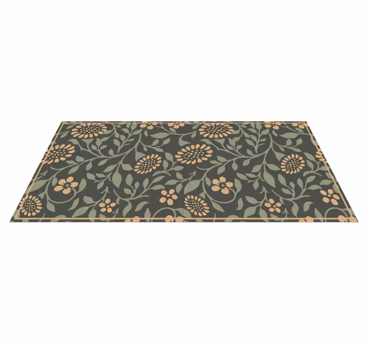 Tapis vinyle plantes motif vert tournesol - TenStickers