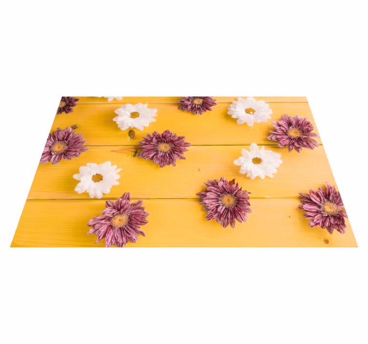 Tapis vinyle plantes pétales roses et blancs - TenStickers