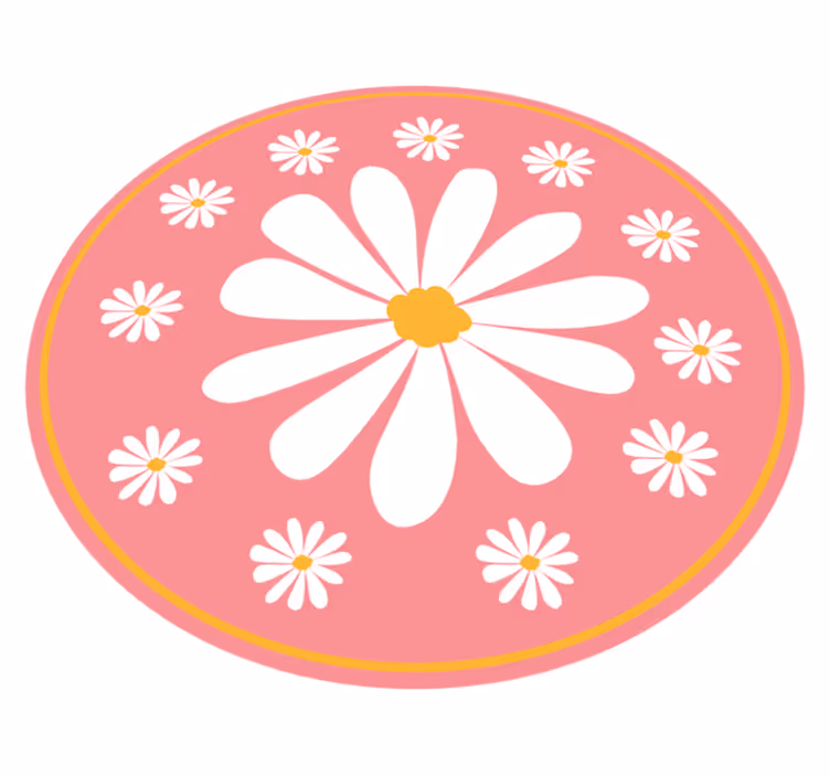 tapis vinyle salon Fleur de marguerite fond rose - TenStickers