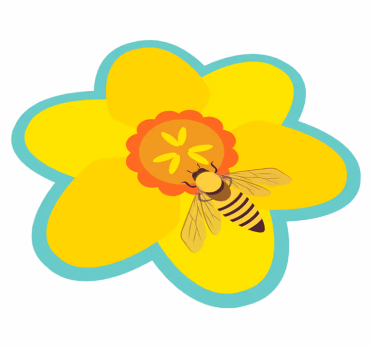 Tapis vinyle plantes abeille sur un tournesol - TenStickers