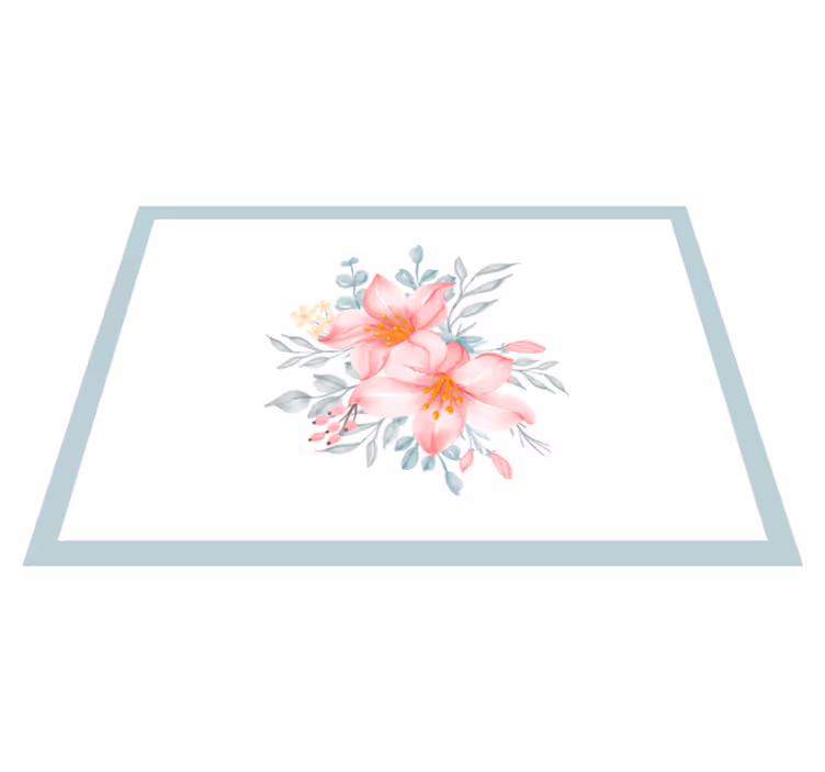 Tapis vinyle plantes élégance florale rose - TenStickers