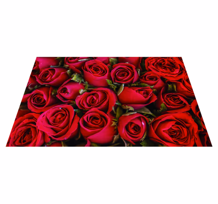 tapis vinyle rectangulaire Plusieurs roses et feuilles - TenStickers