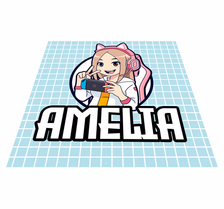 tapis vinyle chambre Fille de jeu vidéo et chat - TenStickers