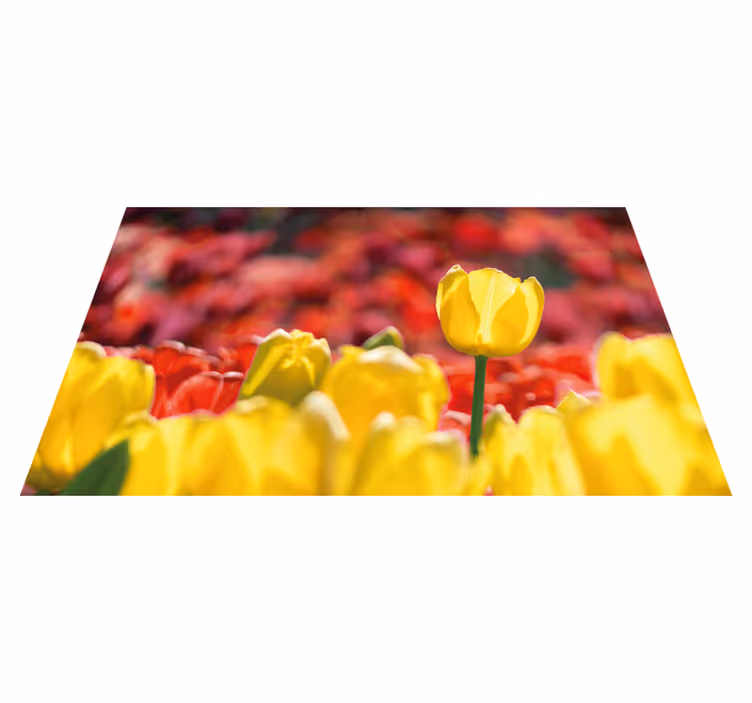 Tapis vinyle plantes fleurs de tulipes jaunes - TenStickers