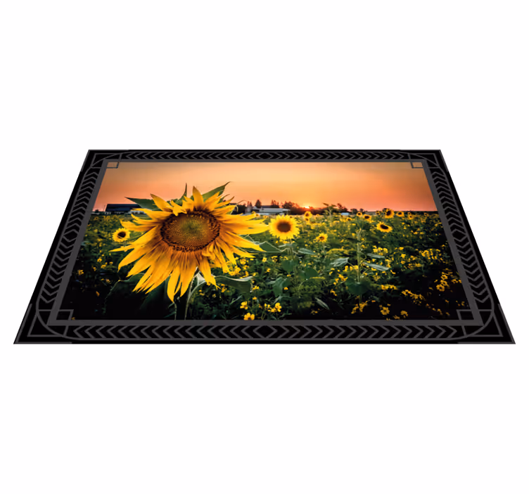 Tapis vinyle plantes coucher de soleil tournesol - TenStickers