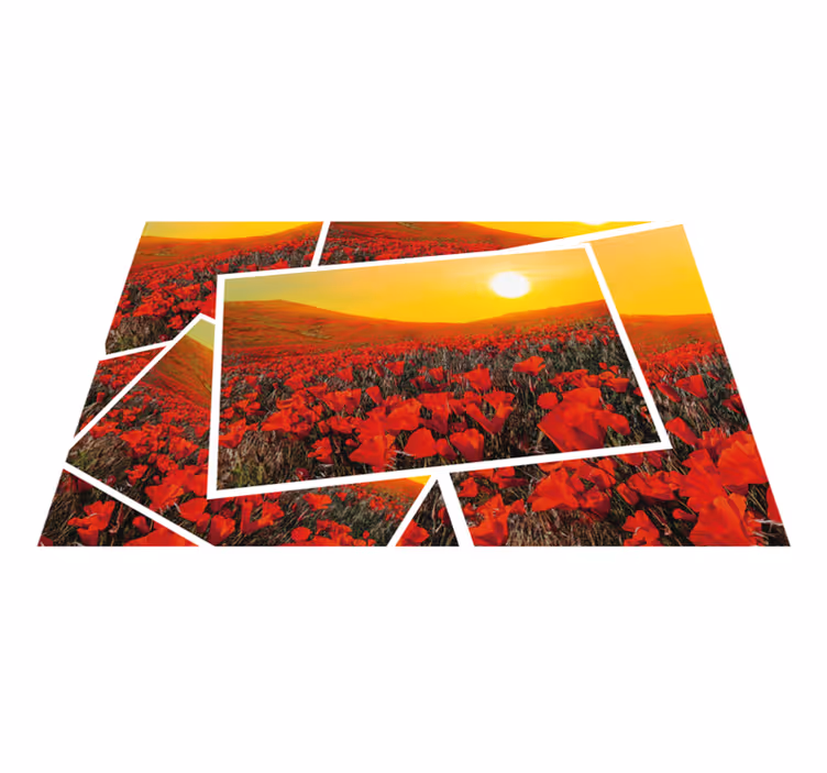 Tapis vinyle nature champs de fleurs vibrants - TenStickers