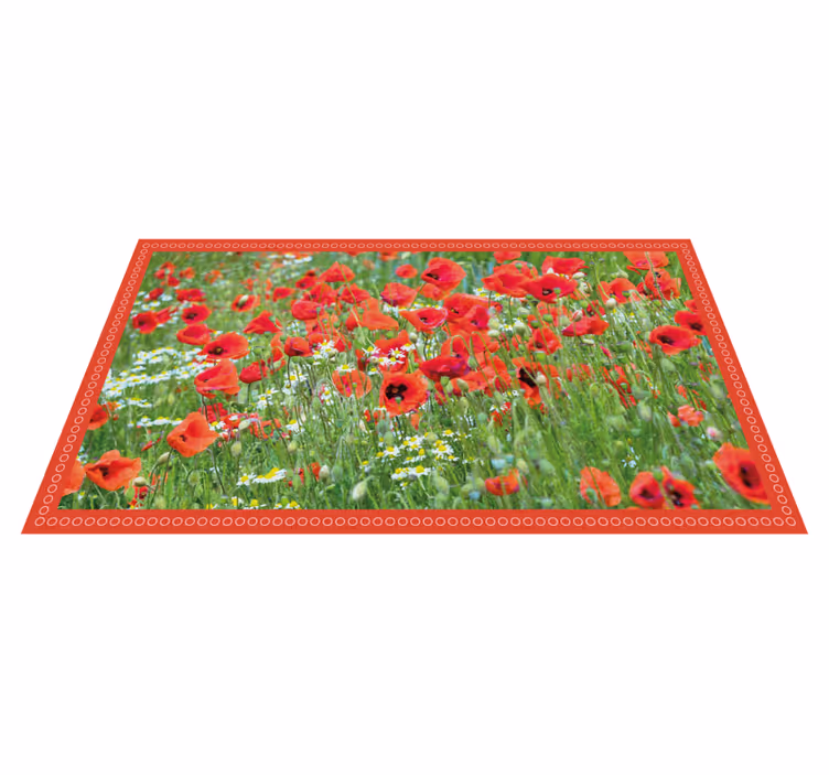 Tapis vinyle plantes champ de coquelicots réaliste - TenStickers