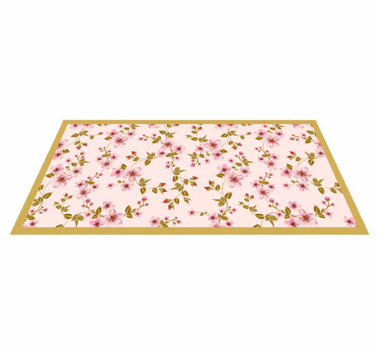 tapis vinyle salon Petites fleurs roses - TenStickers