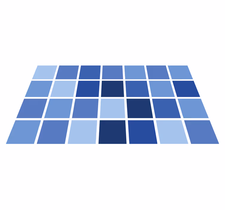 Tapis vinyle salle de bain motif de grille bleu - TenStickers