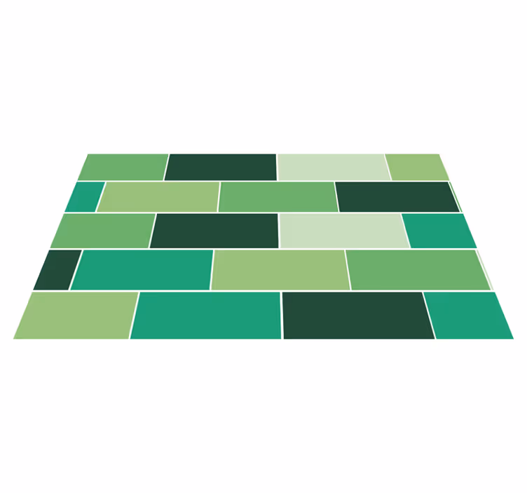 Tapis vinyle carreaux Tons verts - TenStickers