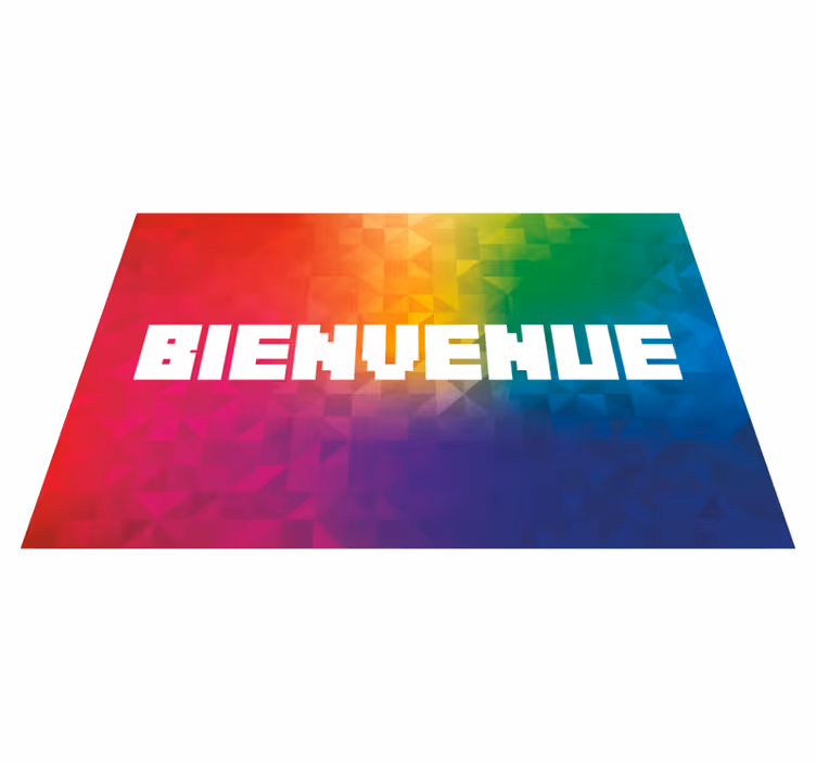 Tapis vinyle citation Bannière colorée et texte de bienvenue - TenStickers