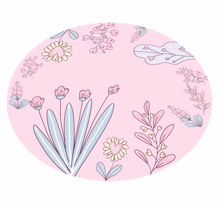 Tapis vinyle plantes motifs de cœur floraux - TenStickers