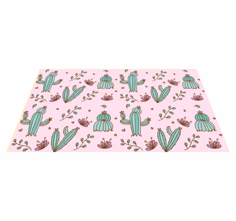 Tapis vinyle plantes motif floral de cactus - TenStickers