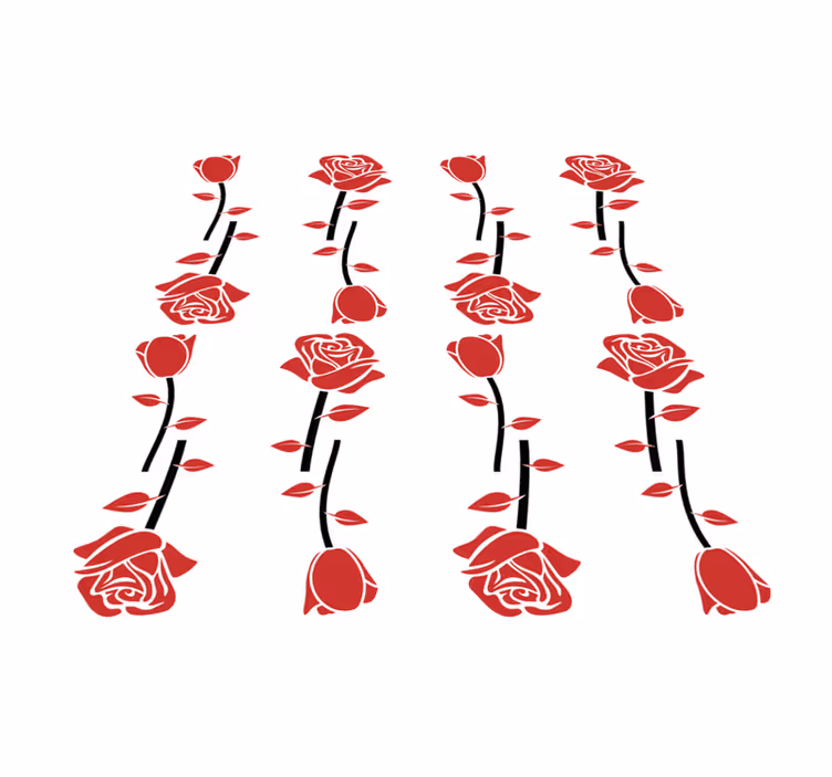 Tapis vinyle plantes motifs de roses rouges - TenStickers
