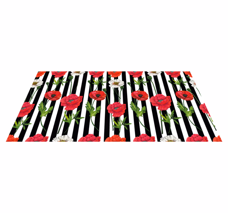 Tapis vinyle plantes motif floral à rayures - TenStickers