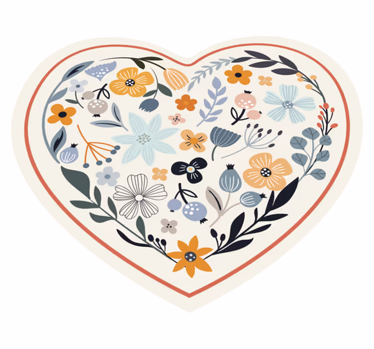 Tapis vinyle plantes composition florale en forme de cœur - TenStickers