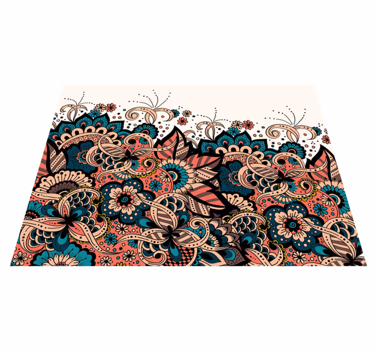 Tapis vinyle mandala éléments floraux vivants - TenStickers