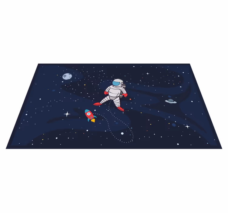 Tapis vinyle pour enfants Astronaute solitaire avec fusée - TenStickers