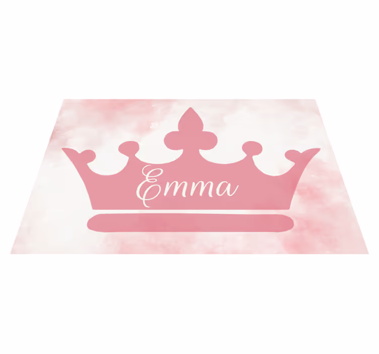 Tapis vinyle avec nom Couronne rose avec nom - TenStickers