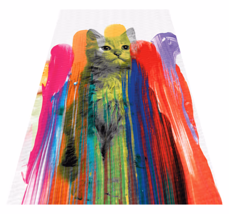 Tapis vinyle design moderne portrait de chat coloré - TenStickers