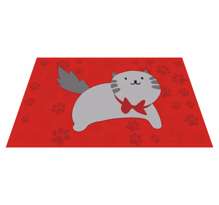 Tapis vinyle animal illustration de chat joyeux - TenStickers