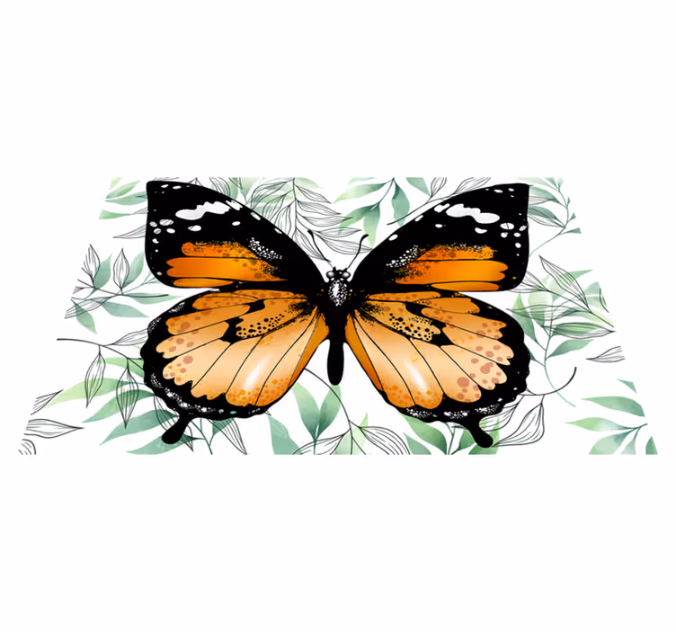 tapis vinyle rectangulaire Papillon orange - TenStickers