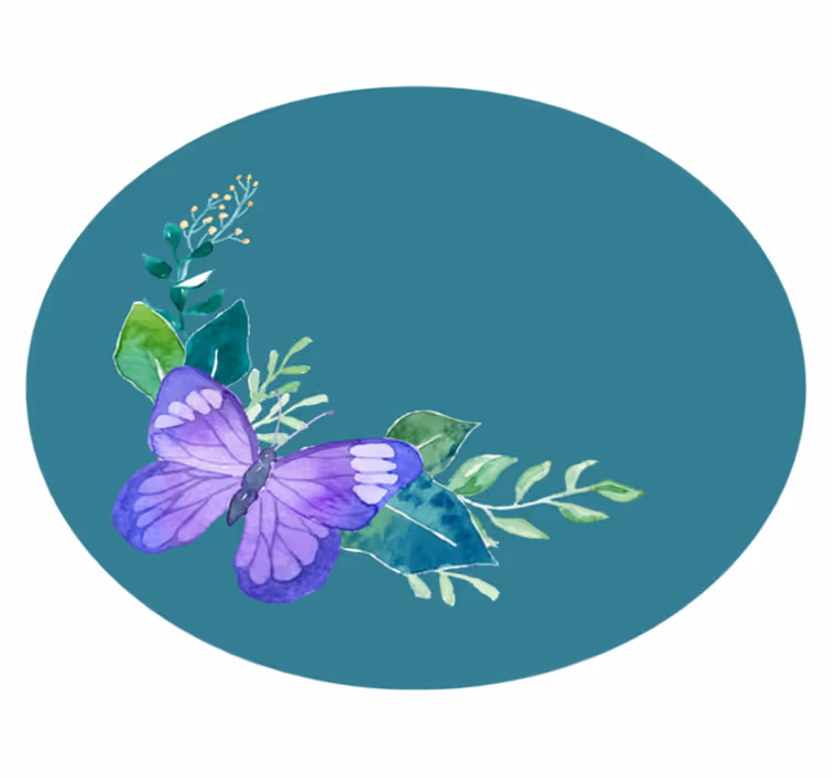 tapis vinyle rond Papillon violet deux tons - TenStickers