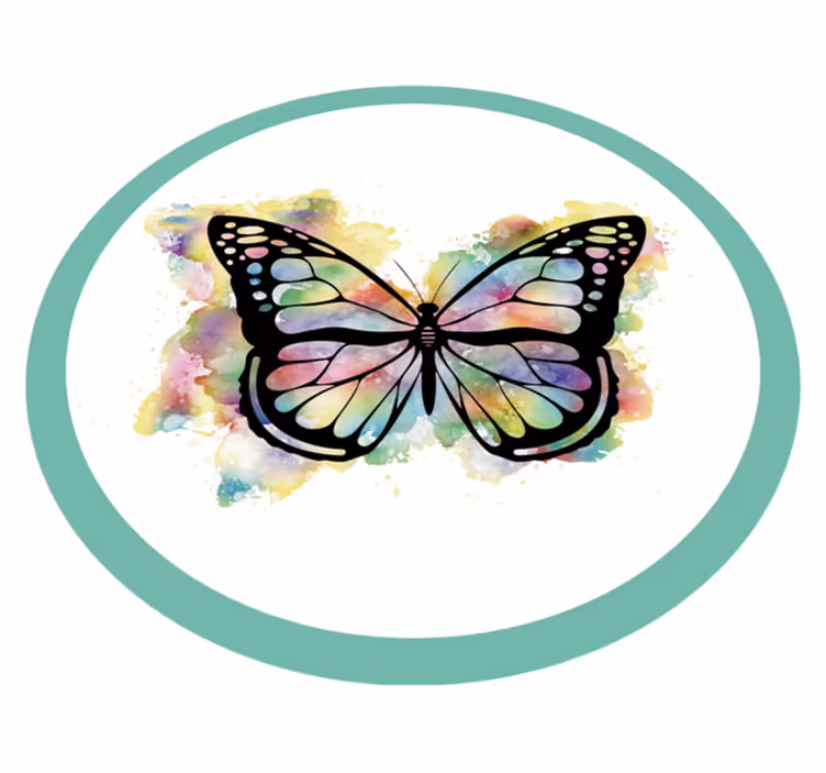tapis vinyle rond Conception de papillon peint - TenStickers