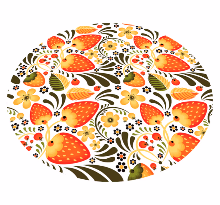 Tapis vinyle plantes motif fraise - TenStickers