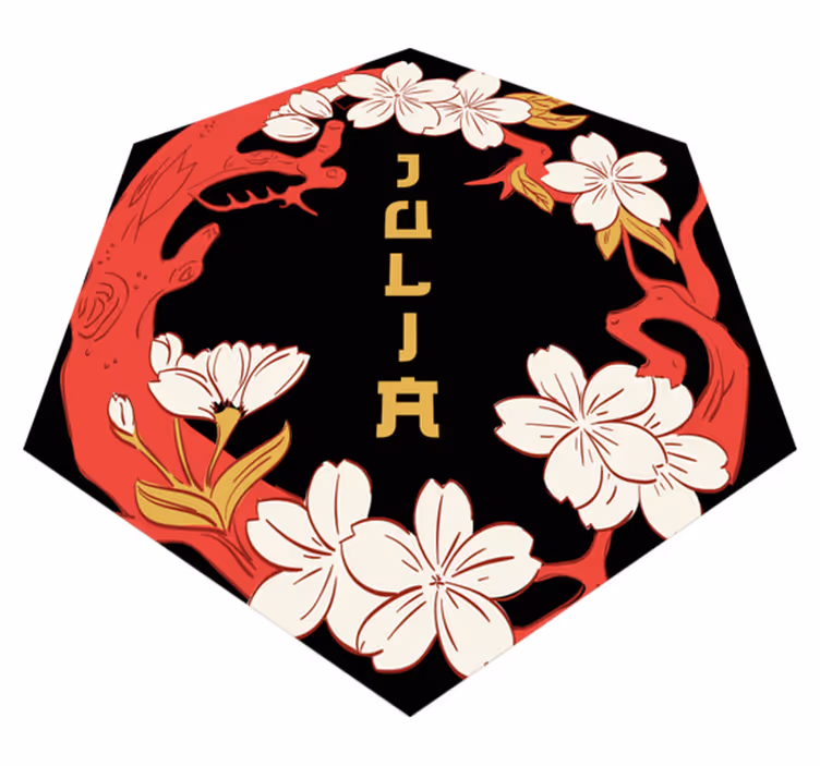 Tapis vinyle avec nom Branche de sakura avec fleurs et nom - TenStickers