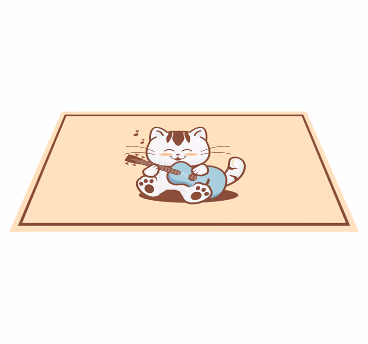 Tapis vinyle animal Dessin animé chat musicien - TenStickers