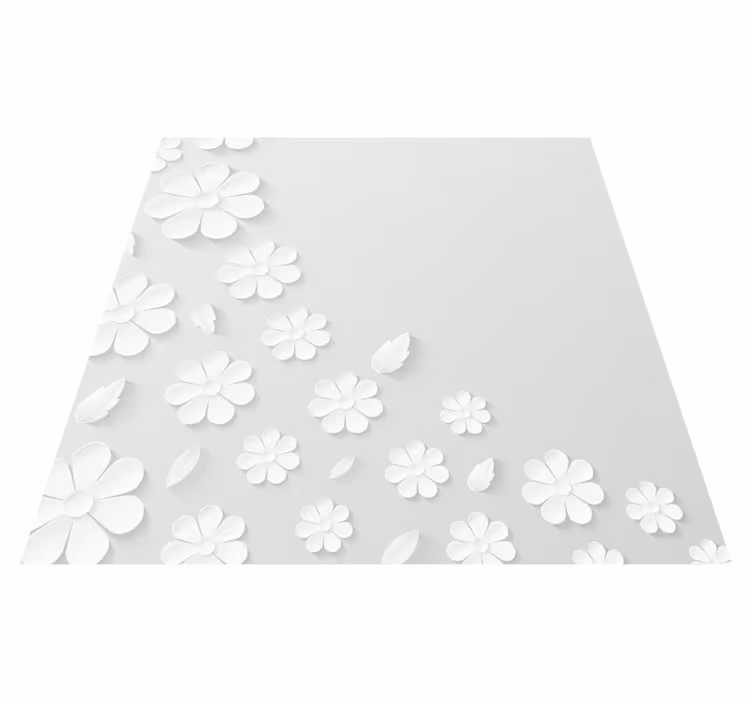 Tapis vinyle salle de bain fond de fleur de papier blanc - TenStickers