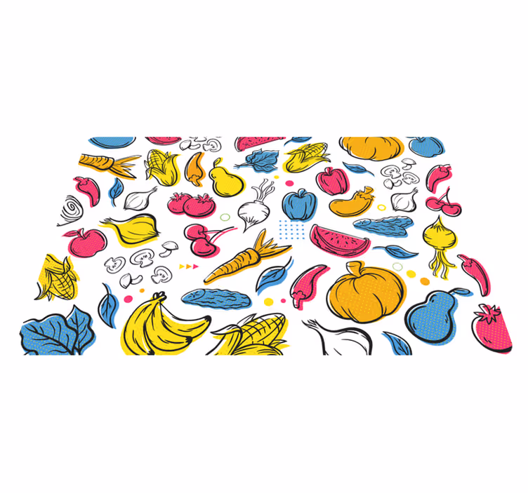 Tapis vinyle cuisine Fruits et légumes mélangés - TenStickers