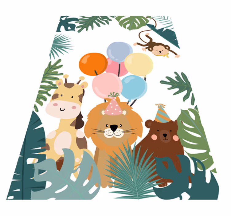 Tapis vinyle Animaux de safari avec des ballons - TenStickers