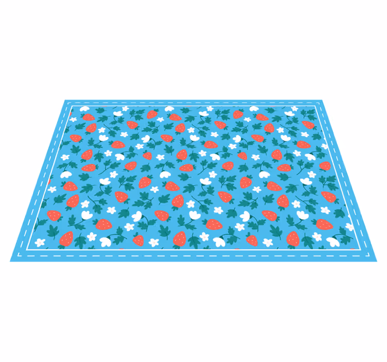 Tapis vinyle cuisine motif floral de fraise - TenStickers