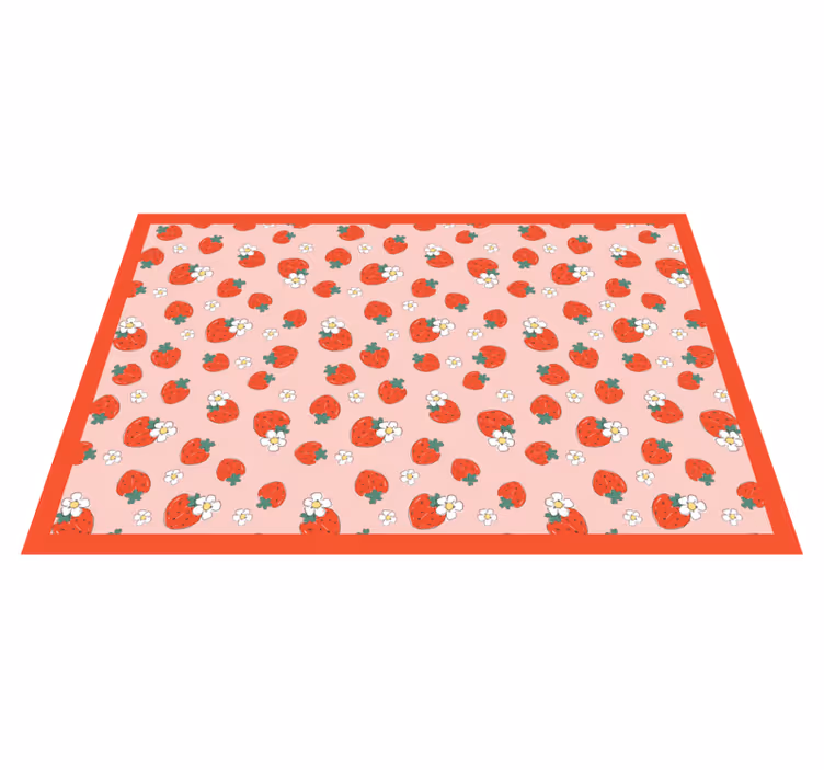 Tapis vinyle plantes motif floral de fraise - TenStickers