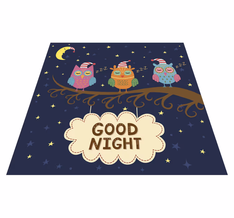 Tapis vinyle animal trio de hiboux endormis - TenStickers