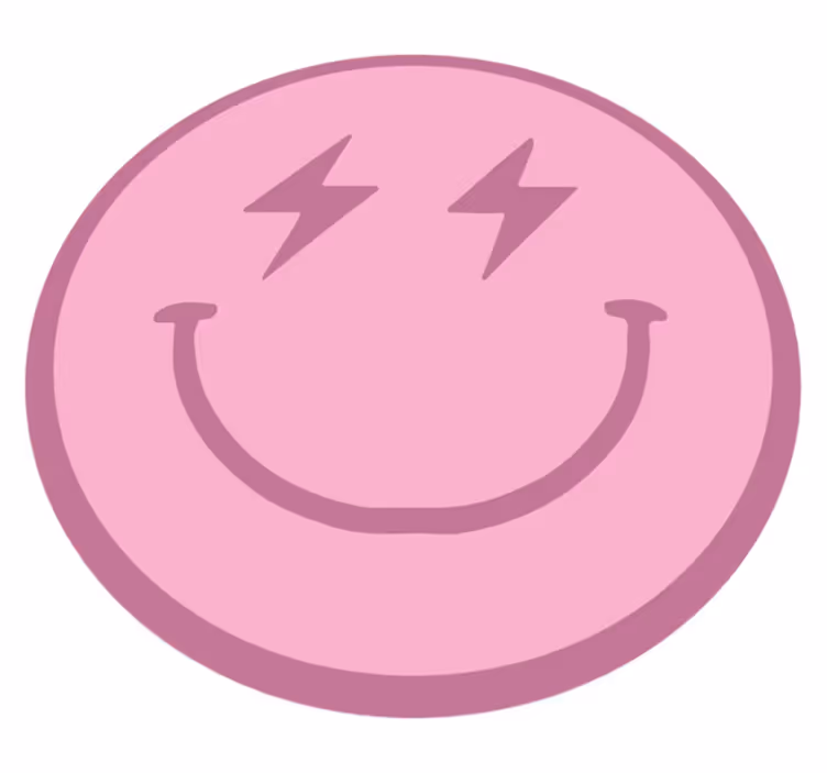 Tapis vinyle moderne Visage souriant de foudre rose - TenStickers